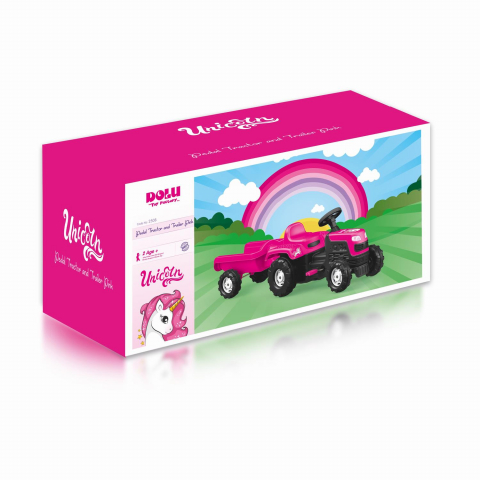 Jucării și Jocuri pentru copii - Tractor cu pedale si remorca - Unicorn