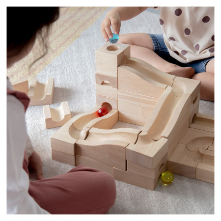 Traseu modular din lemn cu bile, 40 de piese, Guidecraft, 3-10 ani [2]