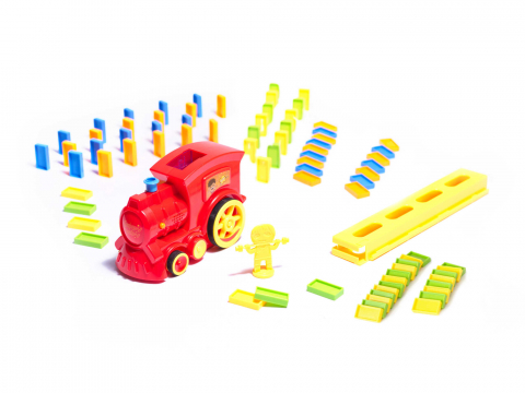Jucărie Tren Locomotivă Domino – 80 Piese cu Aranjare Automată, Lumini și Sunete - Micostore.ro [1]