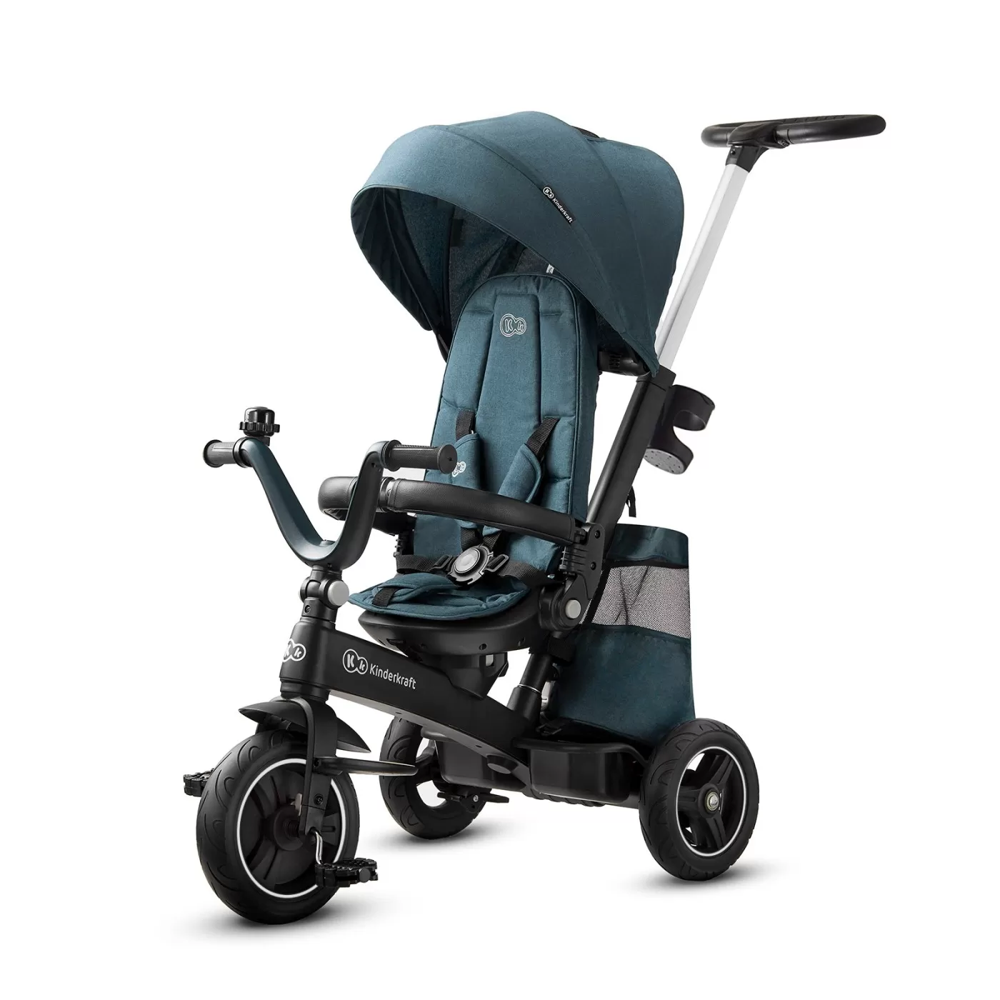 Triciclete copii - Tricicleta kinderkraft easytwist, midnight green, varsta de la 9 luni la 5 ani