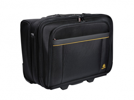 Troler de mana cu 4 roti, pentru haine si laptop 15,6", culoare negru, ideal ca bagaj de mana in avion [1]