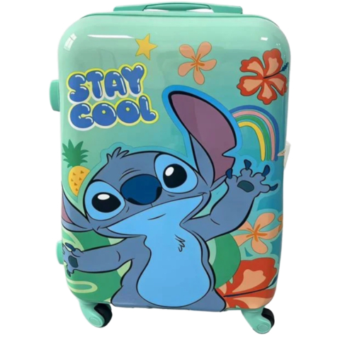 Rechizite Școlare - Troler pentru copii, model Stitch, Capacitate 35L, Verde Menta