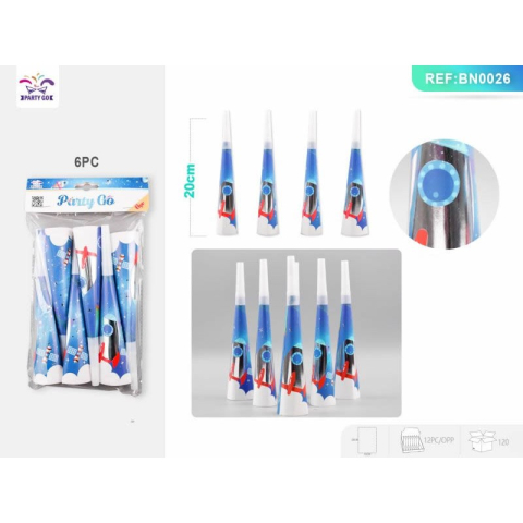Accesorii pentru petrecere - Trompeta petrecere PartyGo, imprimeu spatial, BN0026, set 6 buc