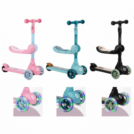 Trotinete copii și accesorii - Trotineta Copii 3 Ani, Pliabila, Roti Lumini LED, Momi Kiuru