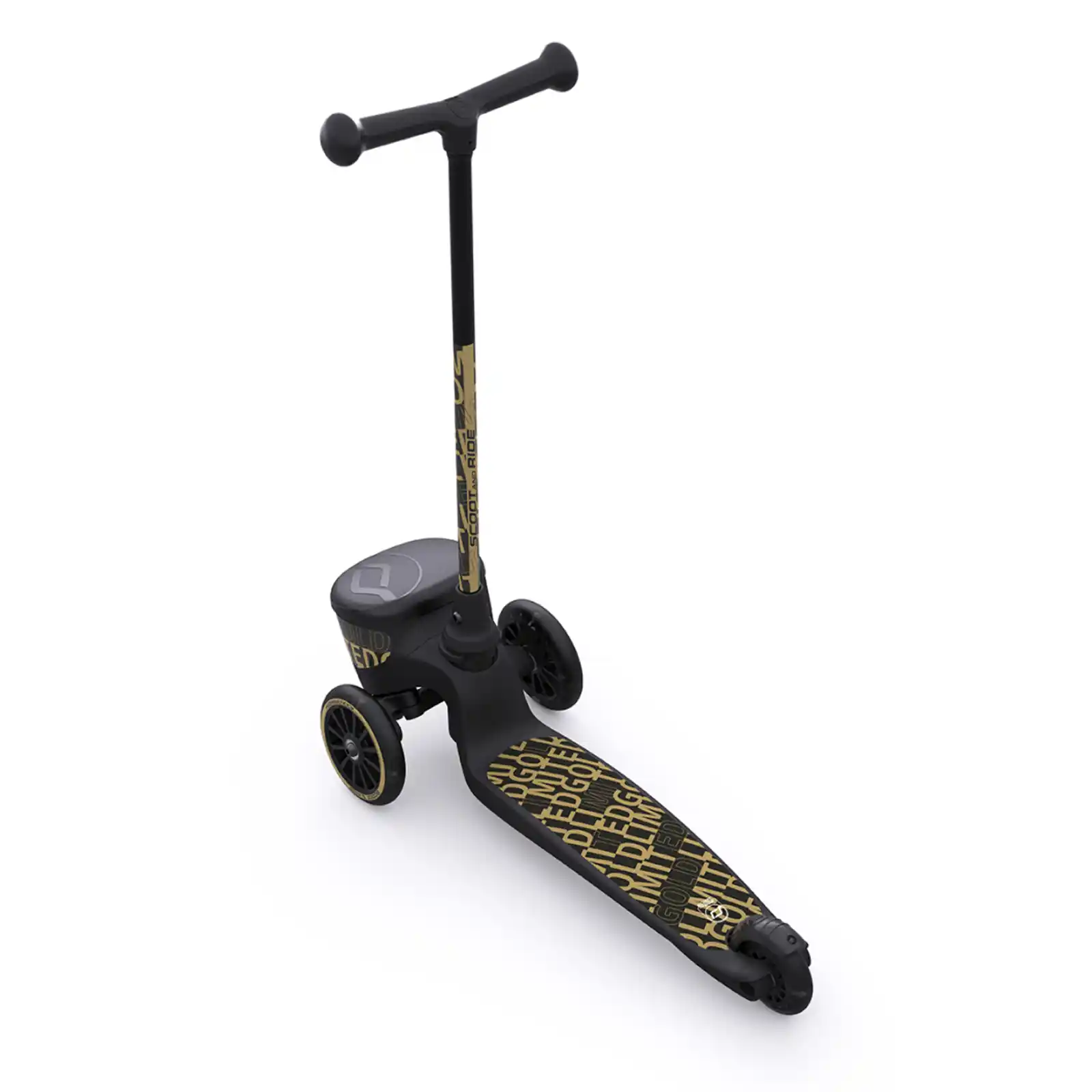 Trotinete copii 2 ani+, roti cu lumini, Scoot Ride, HighwayKick 2 Black Gold Limited [4]