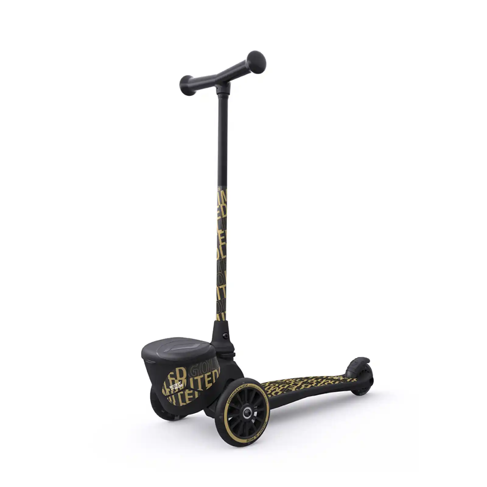 Trotinete copii 2 ani+, roti cu lumini, Scoot Ride, HighwayKick 2 Black Gold Limited [3]