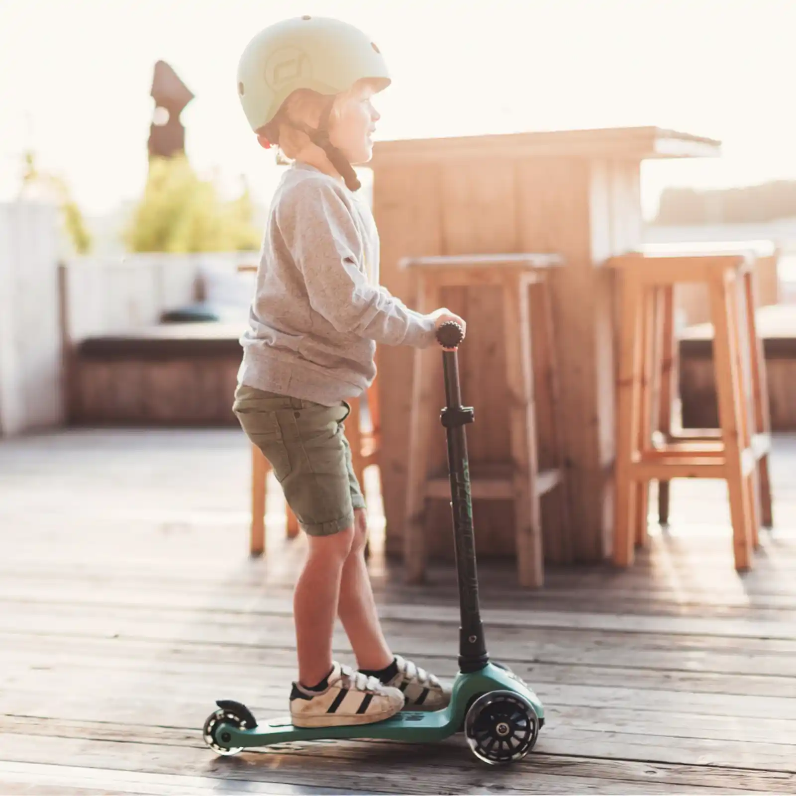 Trotinete copii, pliabila, reglabila, roti lumini, 3-6 ani, Scoot Ride, HighwayKick 3 Led Forest [7]