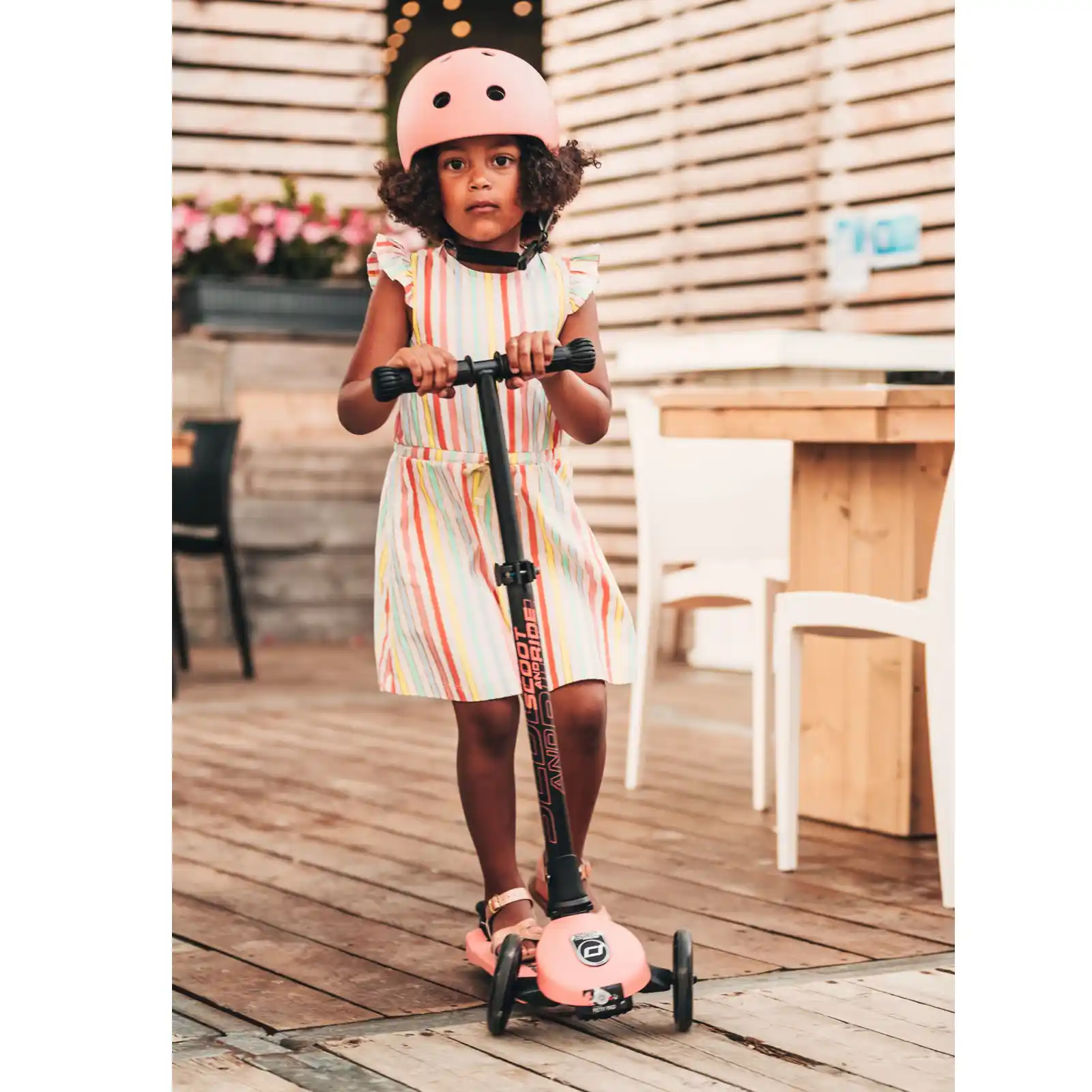 Trotinete copii, pliabila, reglabila, roti lumini, 3-6 ani, Scoot Ride, HighwayKick 3 Led Peach [7]