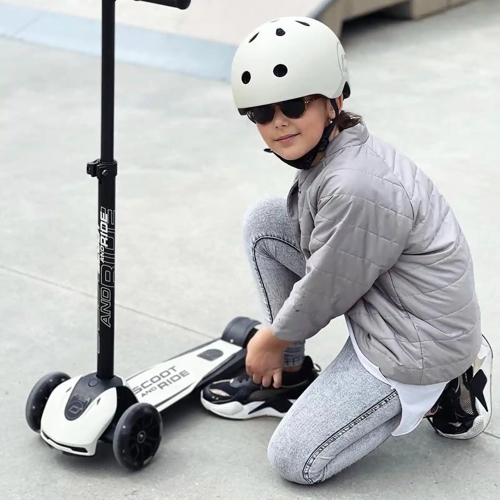 Trotinete copii, pliabila, reglabila, roti lumini, 5 ani+, Scoot Ride, HighwayKick 5 Led Ash [7]