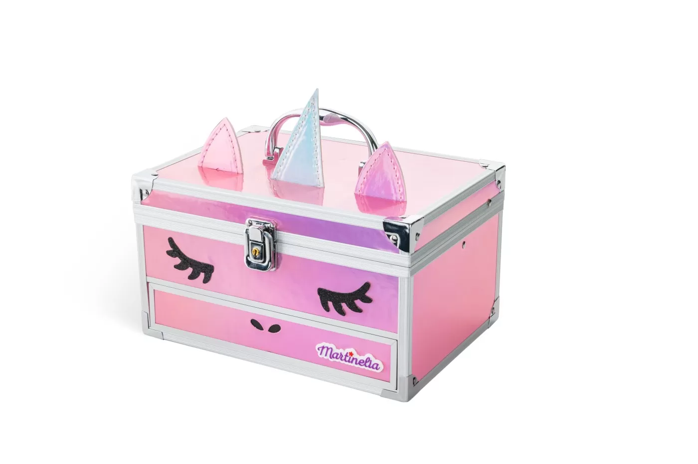 Frumusețe, bijuterii, accesorii fetițe - Trusa de machiaj in servieta de metal, Little Unicorn, Martinelia, varsta de la 3 ani la +15 ani