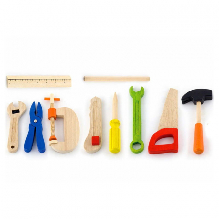 Trusa de scule din lemn, cutie si 10 piese, Viga Toys [1]