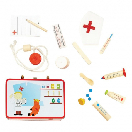 Set de joaca Doctor - Trusa medicala cu accesorii din lemn