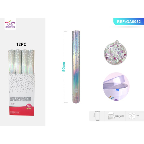 Decoratiuni petreceri - Tun confetti PartyGo, 50cm, argintiu, GA0052