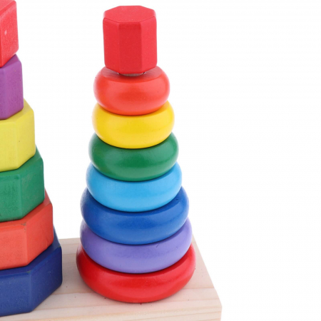 Sortator forme geometrice - Turn Montessori din lemn cu 3 coloane. [4]