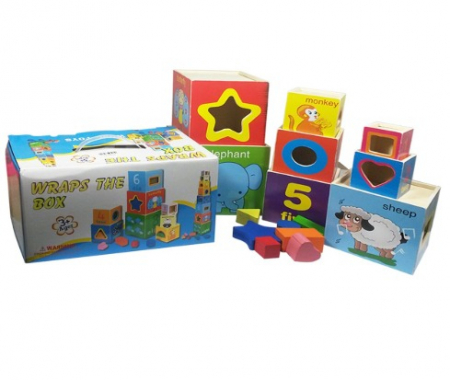 Piramida Montessori din lemn cu 8 cuburi in forma de turn din lemn. [2]