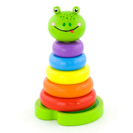 Jucării Montessori si Activități - Turn montessori din lemn, Broscuta, 2-4 ani