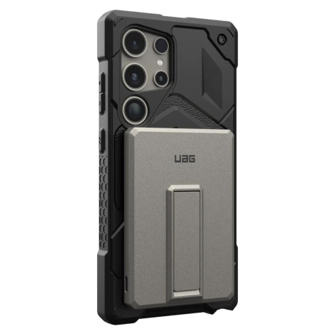 Solutii incarcare - UAG Acumulator extern Slim Magnetic 5.000mAh, 20W, cablu Type-C, Wireless, cu stand,Titanium