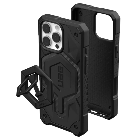 Laptop, Tablete & Telefoane - UAG Husa Monarch Pro Magsafe Bundle iPhone 16 Pro Max Carbon Fiber/Black Stand