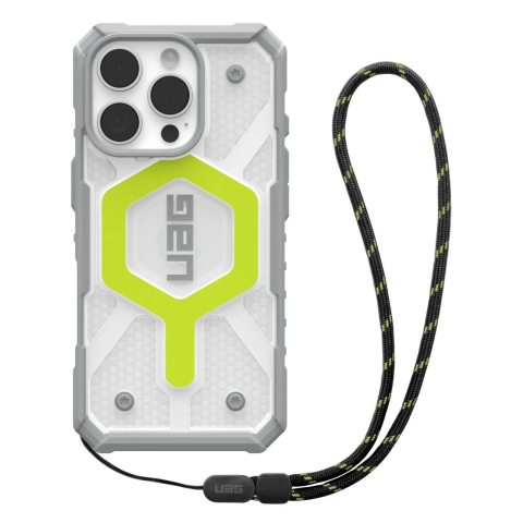 UAG Husa Pathfinder Clear MagSafe iPhone 16 Pro Active Neon Lanyard [3]