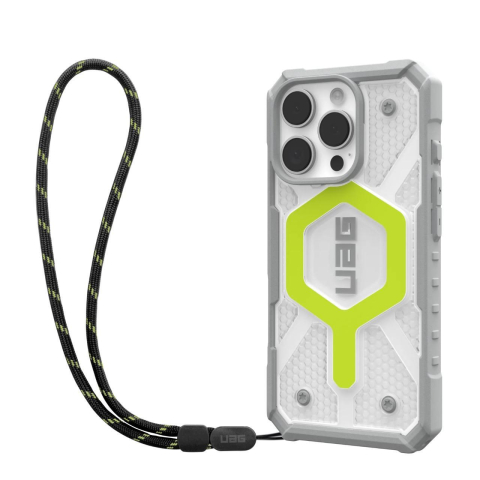 Laptop, Tablete & Telefoane - UAG Husa Pathfinder Clear MagSafe iPhone 16 Pro Active Neon Lanyard