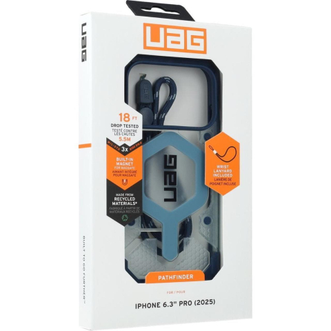 UAG Husa Pathfinder Clear MagSafe iPhone 17 Pro Blues Lanyard [4]