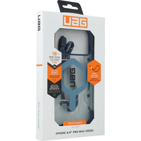 UAG Husa Pathfinder Clear MagSafe iPhone 17 Pro Max Blues Lanyard [4]