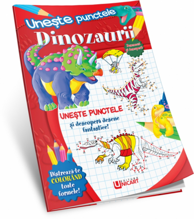 Cărți Educative, Activități - Carte pentru copii de colorat cu desene, A4, 24 pagini, Dinozauri