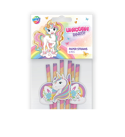 Birotică și Papetărie - Unicorn pai hartie party 195cm -6 piese  Grafix