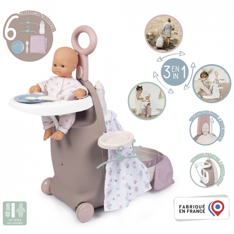 Valiza multifunctionala pentru papusi Smoby Baby Nurse 3 in 1 maro [1]