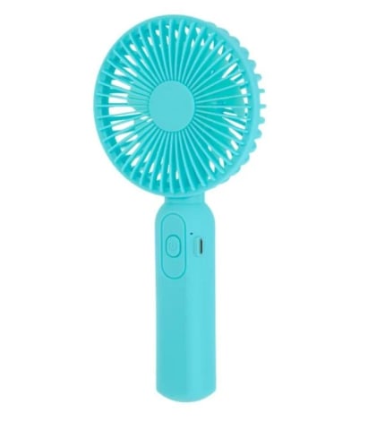 Casă, gradină și bricolaj - Ventilator portabil, de mana, mini, turcoaz, reincarcabil cu USB 19cm