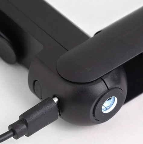 Ventilator portabil de mana, pliabil cu lanterna si breloc Negru USB 1W 15cm [2]
