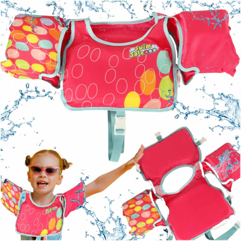 Vesta de inot cu maneci pentru Copii, Reglabila, Swim Safe, Roz, 3-6 Ani [1]
