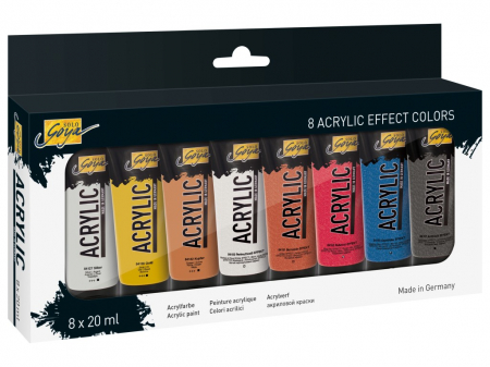 Rechizite Școlare - Vopsea acrilica Solo Goya Effect Colors, set 8 buc x 20 ml