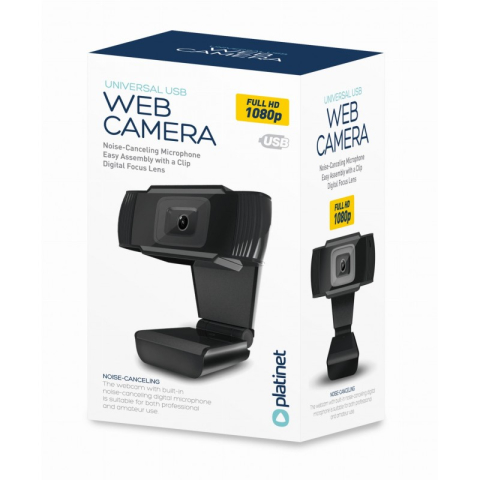 Webcam 1080p Full HD Platinet PCWC1080, USB, cablu 1.5m, microfon digital, negru [1]
