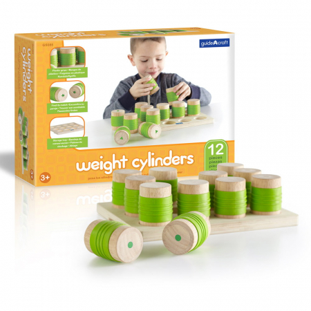Jucării și Jocuri pentru copii - Weight Cylinders, cilindrii cu greutati diferite, Guidecraft, 3-10 ani