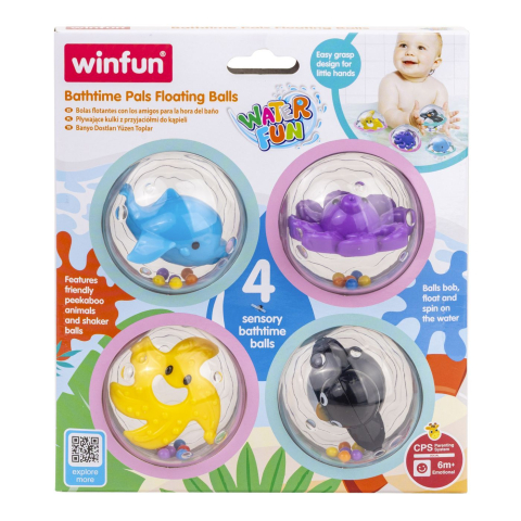 Winfun water fun set 4 bile senzoriale pentru baie copii varsta 6 luni - 4 ani [0]