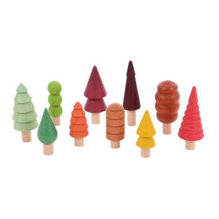 Woodland Trees, set 10 copaci colorati din lemn, TickiT, 1-7 ani [4]