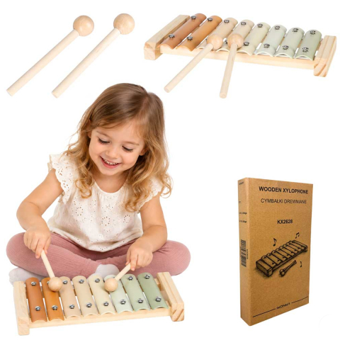 Jucării și Jocuri pentru copii - Xilofon Educational din Lemn pentru Copii, Instrument Muzical Colorat cu Baghete, 8 Note
