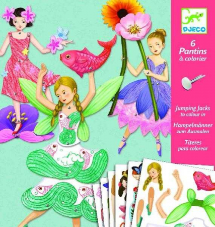 Cadouri Jucării Copii Grădiniță - Set de colorat si asamblat figurine, Zane in miscare, Djeco, varsta 6 - 9, 9+ ani, Fata