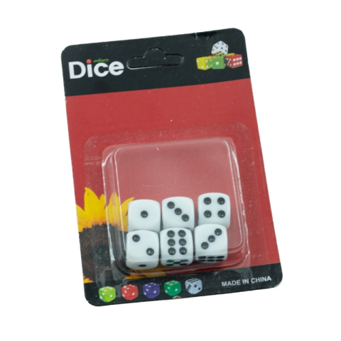 Birotică și Papetărie - Zaruri pentru table, CNX 1406BG, 14mm, set 6 buc, pe blister, alb/negru