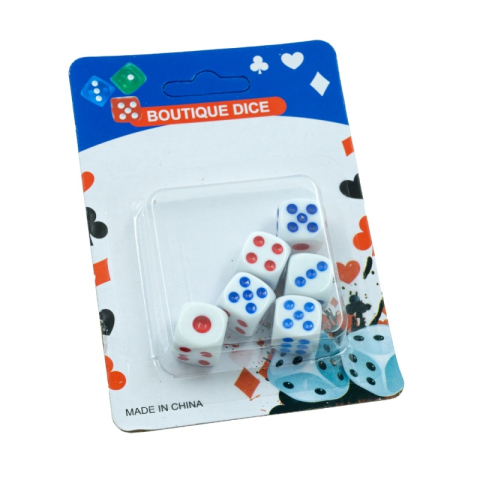 Birotică și Papetărie - Zaruri pentru table, CNX 1406RG, 14mm, set 6 buc, pe blister, rosu/albastru