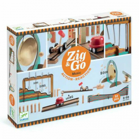 Jocuri Educative - Zig & Go Music, Set de constructie trasee, Joc de gandire si reactie de tip cauza efect, Muzica, 8 ani+, Djeco, varsta 6 - 9, 9+ ani, Baiat