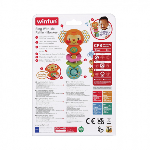 Zornaitoare maimuta canta cu mine pentru bebelusi, winfun, varsta de la 0 luni la 2 ani [3]