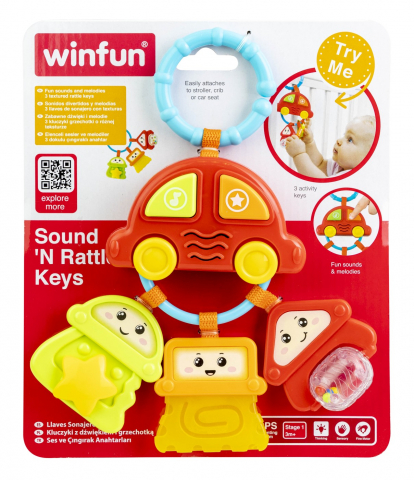 Jucării și Jocuri pentru copii - Zornaitoare masinuta cu 3 chei pentru bebelusi, winfun, varsta de la 3 luni la 2 ani