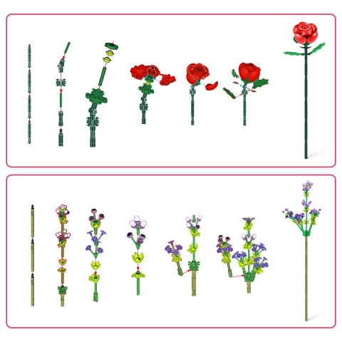 Zuru Max - Set de constructie, Colectie de trandafiri copii varsta 3 ani + [7]