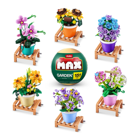 Jucării și Jocuri pentru copii - Zuru Max - Set de constructie, Flori de gradina in ghiveci, diverse modele copii varsta 3 ani +