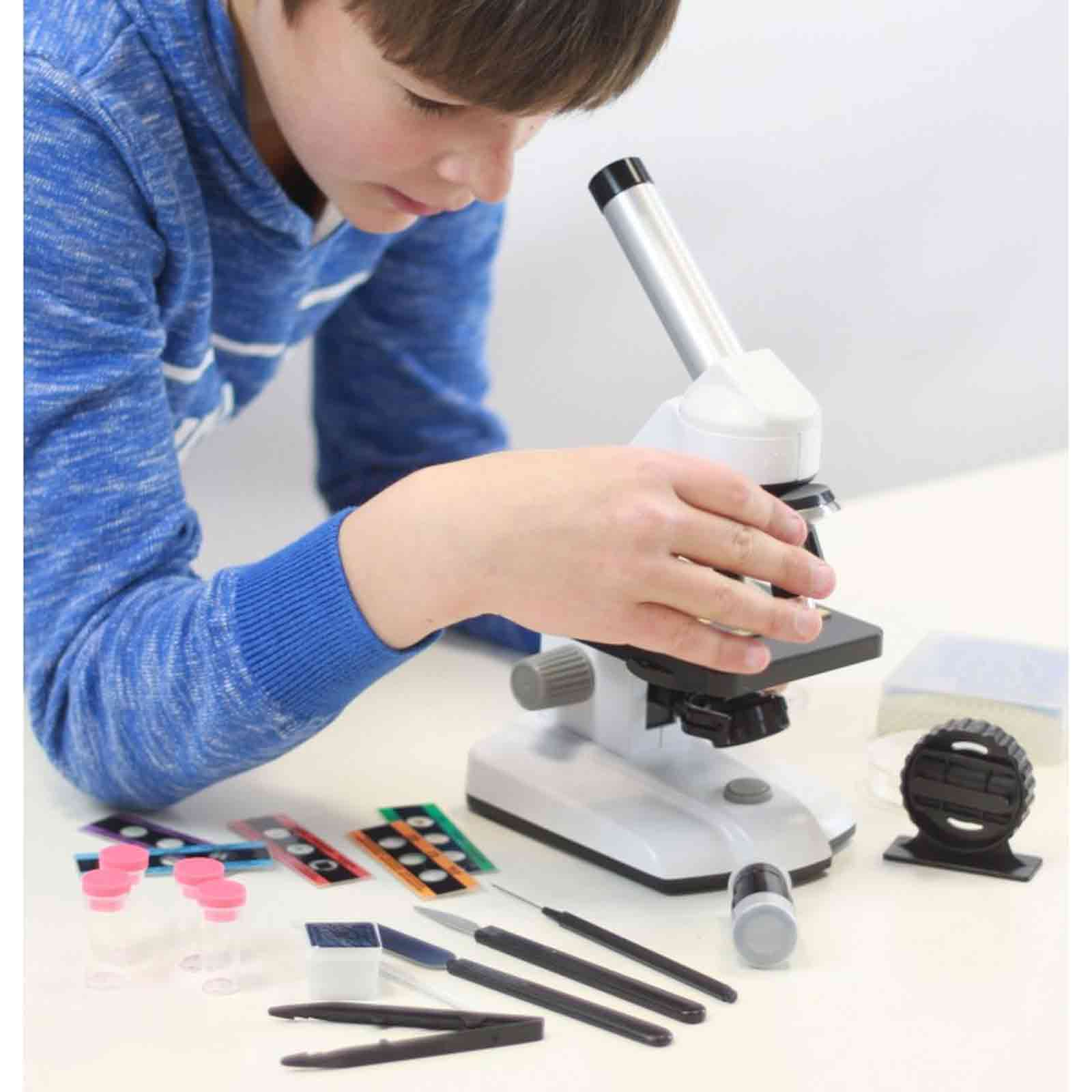 Pilgrim touch police Microscop de metal pentru copii, accesorii, 50 de experimente