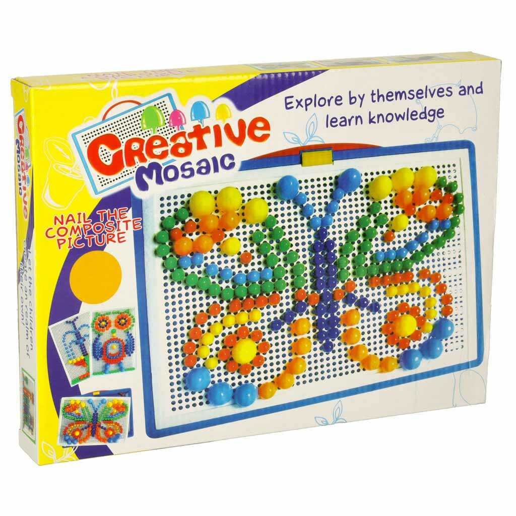 moz◇ Joc Puzzle Creativ Mozaic cu 296 Pioneze si Pini Colorati - Micostore