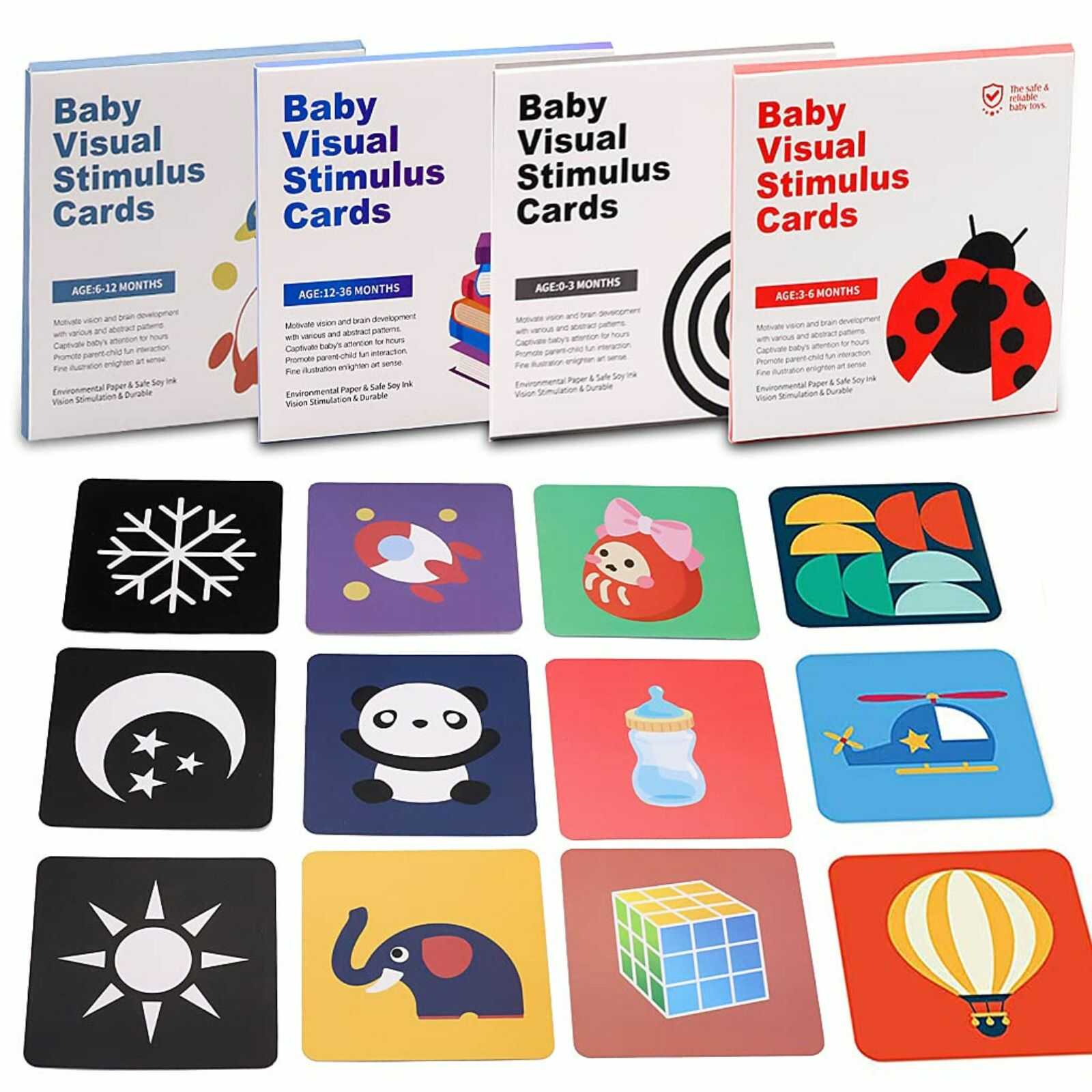 Final aisle library Pachet promo: Set 16 carduri stimulare vizuala bebe, cartonase cu imagini  alb negru si color, 0 - 36 luni