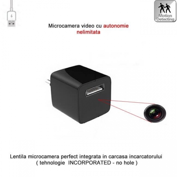 Incarcator USB Telefon cu Modul Camera Video Spy, Detector de Miscare si Alimentare Permanenta [1]